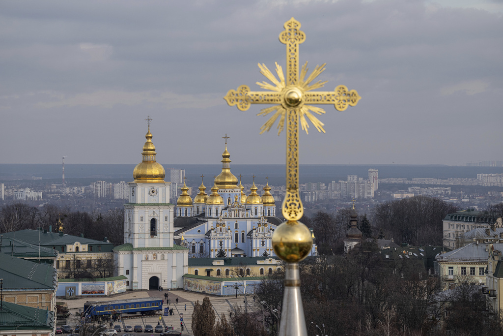 A UNESCO World Heritage site, the gold-domed St. Sophia Cathedral, located in the heart of Kyiv, was built in the 11th century and designed to rival the Hagia Sophia in Istanbul. Source: AP, Evgeniy Maloletka